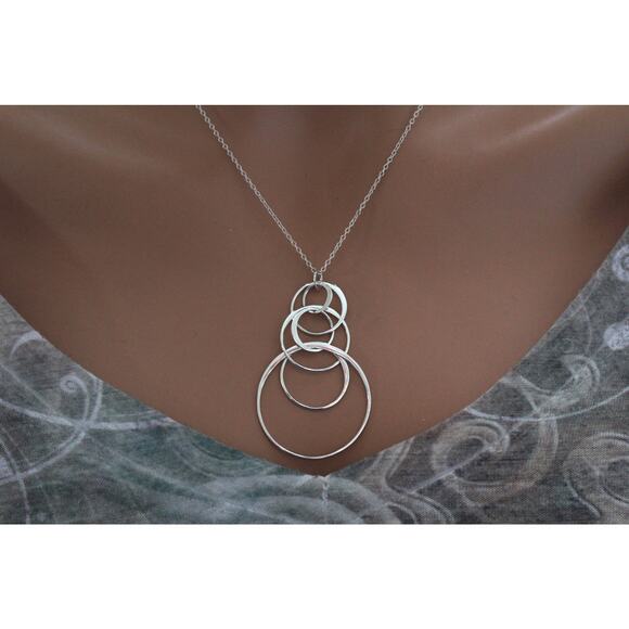 Sterling Silver Floating Six Circles Necklace - Picture 3 of 4